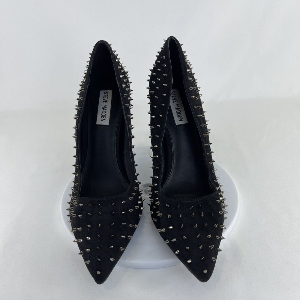 Steve Madden Vala-S Black Suede Studded Pointed-Toe Pumps | Women's 10 M | NEW